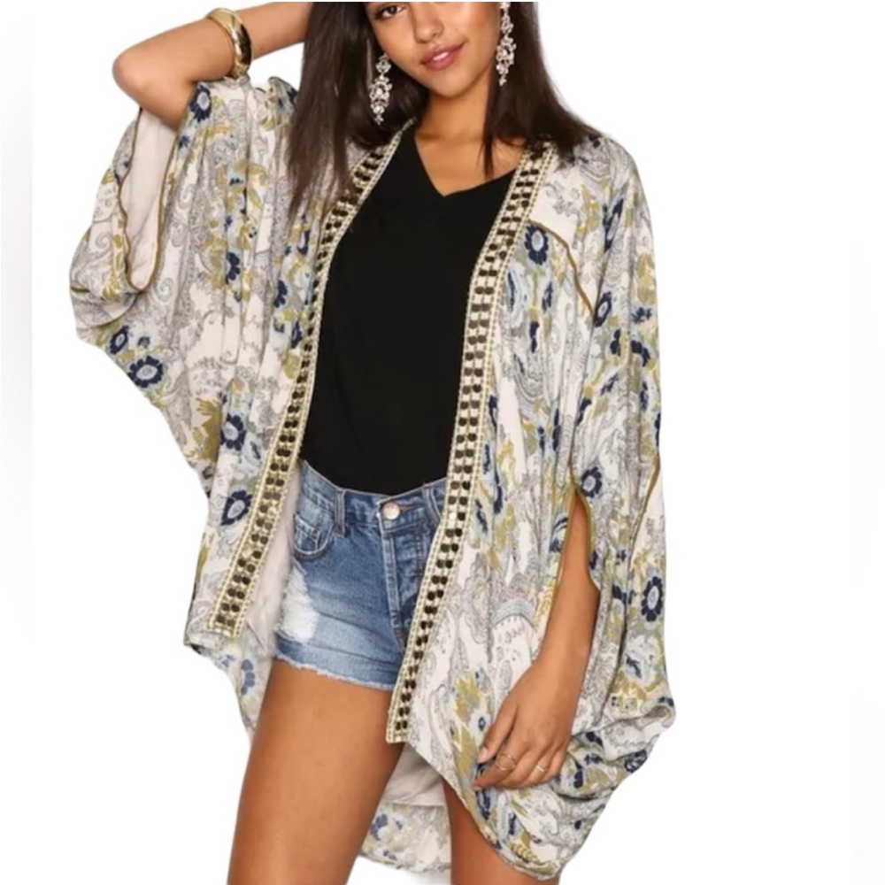 Free People Bohemian Jaipur Kimono Cardigan OS